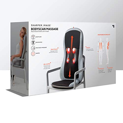Sharper Image Smartsense Shiatsu Realtouch Chair Pad, Soothing Heat, 4 Deep Kneading Gel Nodes, Pain Relief For Neck, Back, Shoulders, Lumbar, Pressure Points Body Scan #TOP5