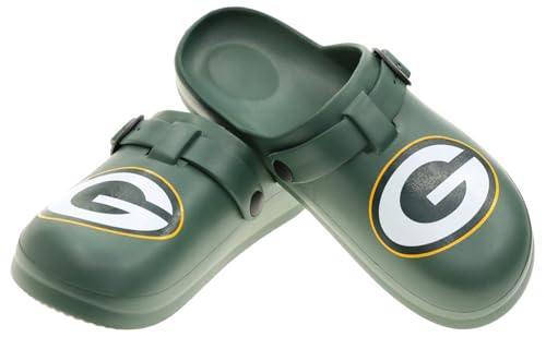 FOCO Open Back Buckle Clog – Comfortable Slip-On Sandals for NFL Fans, Green Bay Packers, Medium