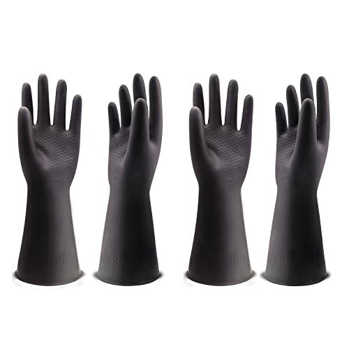 Uxglove Guantes resistentes a productos químicos, guantes de goma industriales de trabajo pesado, 12.2 pulgadas, negro 1 par