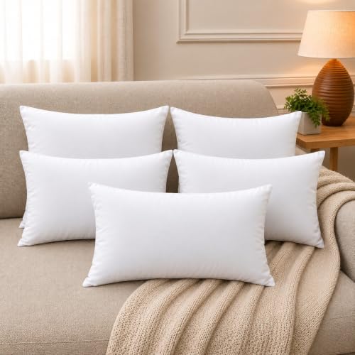 Image of Torque Microfiber Cushion Filler 12 x 20 Inch 5 Pcs | Throw Pillow for Sofa | Filler Cushion Insert Pillow Cushion for Sofa Couch Bed Home Decorative Gifts
