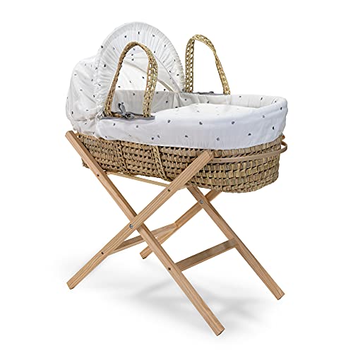 Couffin Clair De Lune En Osier Gaufré – Avec Capuche Amovible, Literie Incluse – Pour Bébé, Naissance à 9 Kg - 2