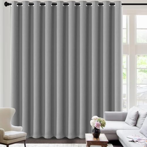 Image of H.VERSAILTEX Blackout Curtains for Sliding Glass Door Room Divider Curtains Noise Reduce Curtain Panel Portable Window Screen Sliding Partition, W180 x L96 inches /8' Tall by 15' Wide, Dove Gray