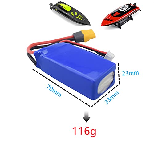 Fytoo 2Pcs 11.1V 1500Mah Lithium Battery For Udirc Udi010 Brushless Motor High Speed Remote Control Boat Accessories Xt60 Interface Rc Off-Road Vehicle Drone Power Rechargeable Lithium Battery #TOP1