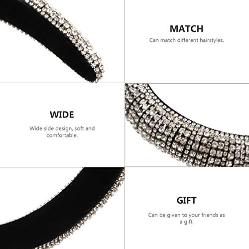 Beaupretty tiara acolchoada com strass e faixa larga de cabelo com pedras de cristal e diamante, tia