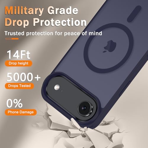 Image of YENAPOON for iPhone Air Case, Matte Magnetic Phone Cover [with 1 Screen Protector] [Support for MagSafe] [Shockproof Military Grade Protection] Translucent Frosted Back, Deep Purple