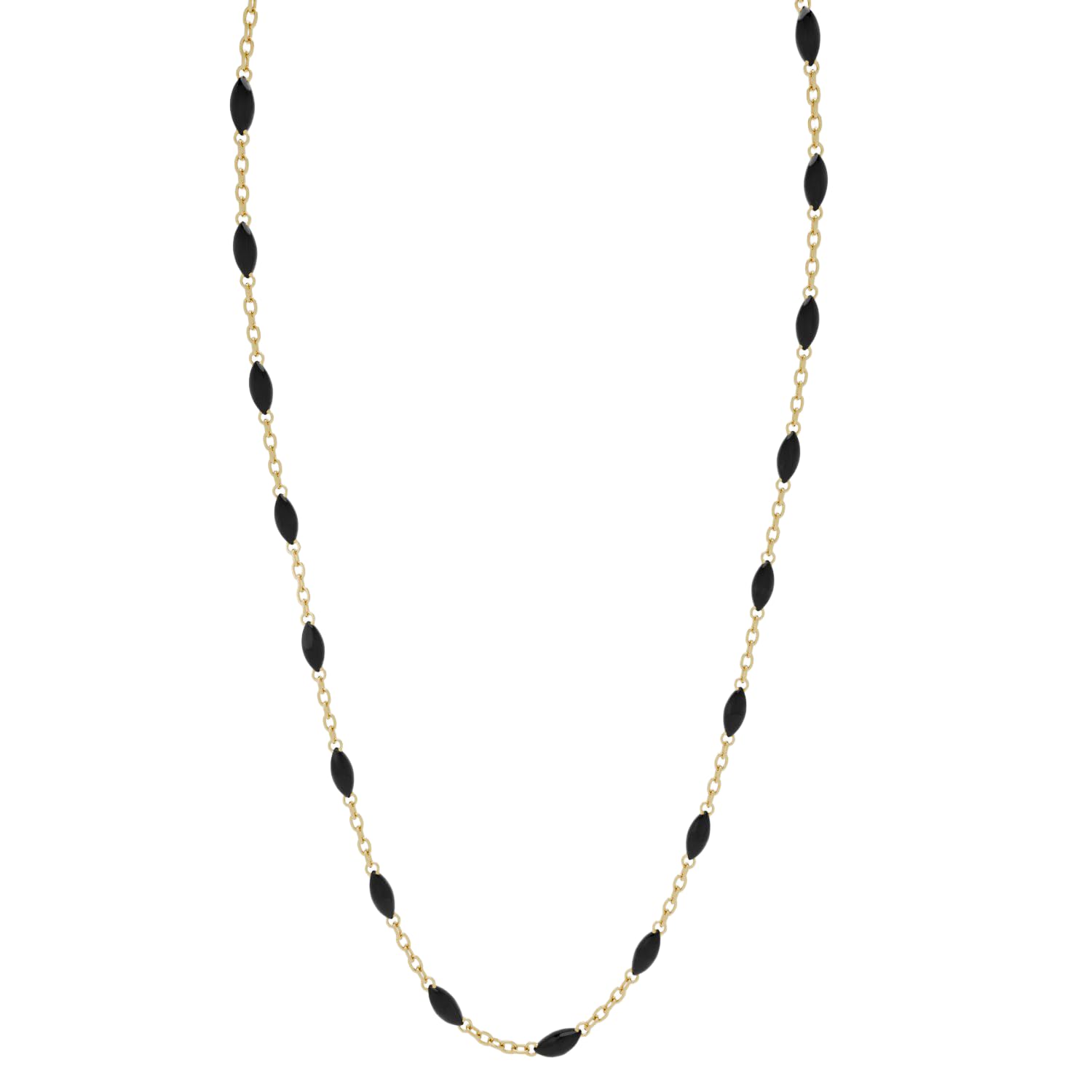 Collar de oro amarillo de 18 k - 1,42 gr Oro 750/1000 - Cadena delicada esmaltada negra - Elegancia atemporal - Salia Gold Paris
