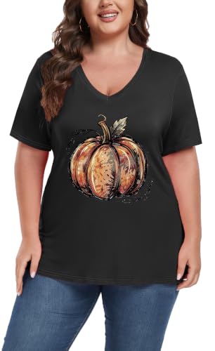 Image of ForHailey Women's Plus Size V Neck Tops Summer Short Sleeve T Shirt