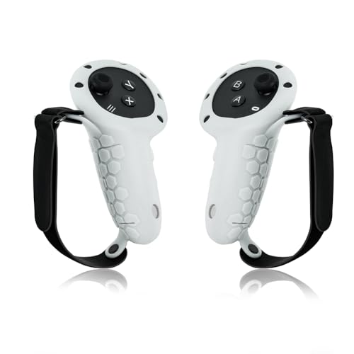 Housse de poignée de contrôleur améliorée for accessoires Meta Quest 3, kit de housse antidérapante et anti-projection avec sangle de poignet et capuchon à bascule for accessoires Meta Quest 3 VR (bla
