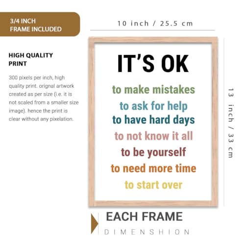 Image of kotart Daily Affirmation Framed Poster inspirational Wall Art with Positive Quotes Quotes Framed Poster for Living Room Bedroom Decor Set Of 3 (10 X 13 inch)