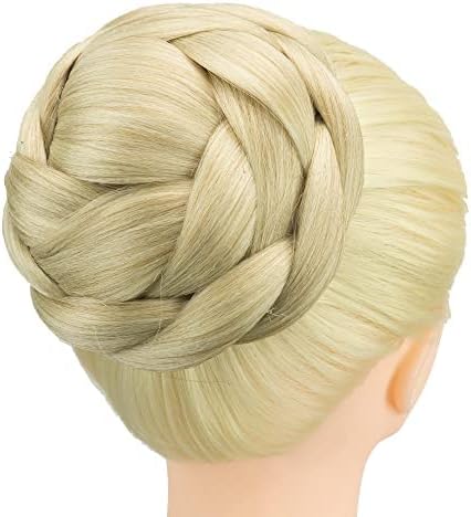 IMISSU Large Size Dancer Braided Chignon Hair Cover, Donut Hairpiece, Scrunchie Hair Bun Wig (Blonde)