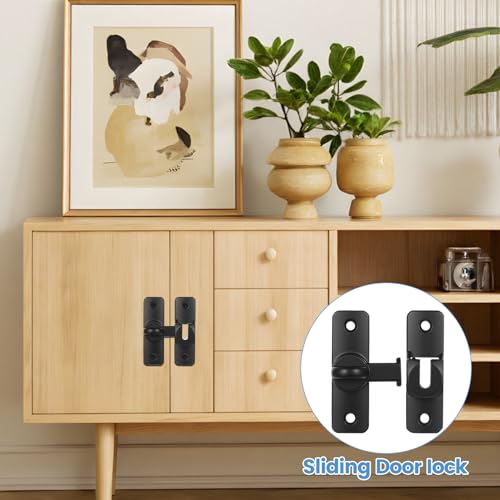 2 Cerradura de Pestillo Puerta Corredera Interior Exterior Deslizante, Cerradura de Puerta Correderas, Cerradura Puertas Corredera 90/180 Grados, Cerrojos y Pestillos para Puertas de Madera Cocinas - imagen 6