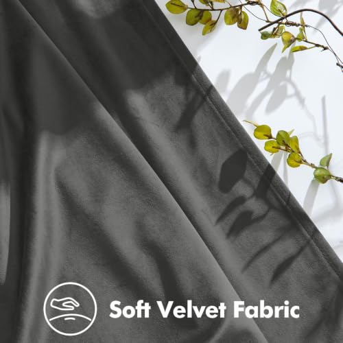 Image of MIULEE Gray Velvet Curtains 90 inches Long, Pinch Pleated Blackout Drapes with Hooks, Thermal Insulated Pinch Pleat Panels for Bedroom Living Room, 2 Panels