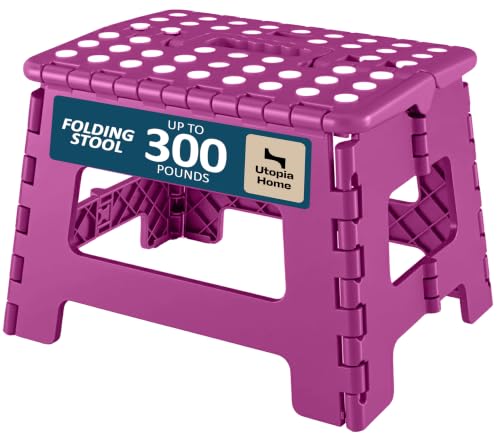 Utopia Home Folding Step Stool 9 Inch, Anti-Slip, Purple, 1-Pack
