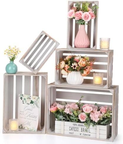 Decor Stacking Containers Amazon.com: Soaoo 5 Pcs Decorative Nesting Wooden Crates for Storage ...