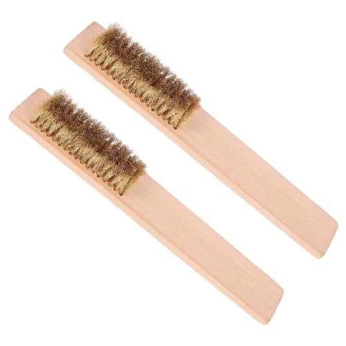Happyyami 2pcs Wooden Handle Ski Wax Removing Brush Cleaning Tool for Ski and Snowboard Maintenance Compact and Portable Design for and Storage
