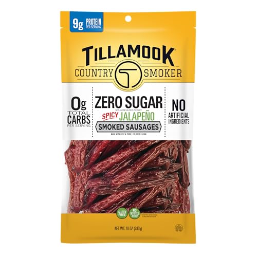 Tillamook Country Smoker Keto Friendly Zero Sugar Smoked Sausages, Spicy Jalapeño, 10 Ounce