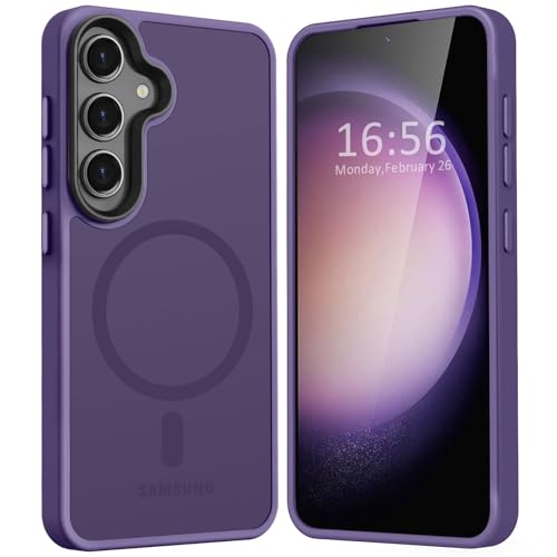 TISOOG Strong Magnetic for Galaxy S24 Case, [Compatible with Magsafe] [Military Grade Drop Tested] Protective Translucent Matte Slim Case for S24 Case 6.2 inch,Deep Purple
