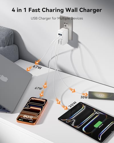 SUPERONE Retractable Charger with USB C & Apple Cables, Wall Charger — view 4