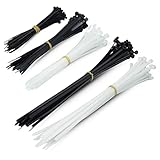 Simple Deluxe HICBLTIEMIX 200-PCS 6+8+12 Inch Self-Locking Versatile Nylon Cable Wire Zip Ties in Black & White, Mix 200pcs, Black&White