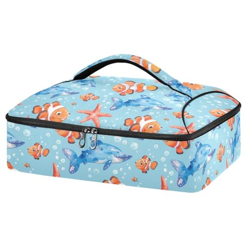 JUMBEAR Bonita cazuela aislada de pescado de mar, bolsa de transporte para cazuela, portadores de cacerola para alimentos fríos o calientes, aptos para cenas, fiestas, campamentos