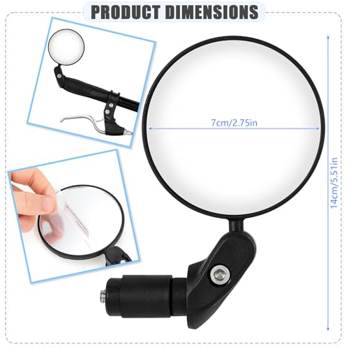 TAGVO Miroirs De Vélo, Miroir Convexe pour Guidon 360° Réglable Haute Définition Rétroviseur de Vélo pour le vélo de Route de Montagne Moto Bicyclette (2 Pièces) – vue 8
