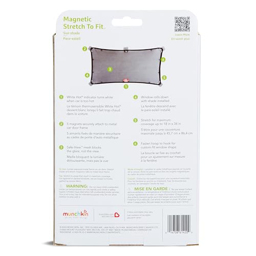 Munchkin Brica Magnetic Stretch-to-Fit Car Window Shades, Black, 1 Pack - image 7