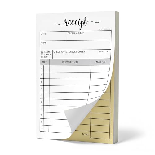 321Done Receipt Book with Carbon Copies, 2-Part, 3.4x5.5 Inches, 50 Sets