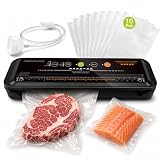 MEGAWISE 2025 Powerful Vacuum Sealer Machine | Compact Design | One-Touch Automatic | Seal in 10-20 Seconds | Dry, Moist, Wet, and Cold Modes | With 10 Vacuum Bags & Built-in Cutter
