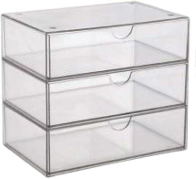 Organizador Em Acrilico 3 Gavetas Mini Gaveteiro Porta Joias Multiuso