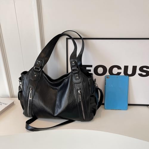 Women Soft PU Leather Shoulder Bag Waterproof Casual Hand Bag with Multi-Pockets Crossbody Bag for Work Travel3