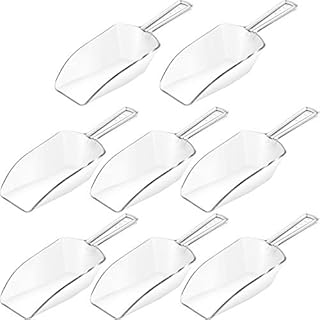 Multi-Purpose Plastic Clear Kitchen Scoops, Ice Scoop for Weddings, Candy Dessert Buffet, Protein Powders, Ice Cream, Coffee, Tea (6.5 Inches, 8 Pieces)