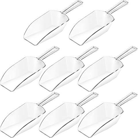 8 Pcs HESTYA Multi Purpose Ice Scoop Clear Scoops Plastic Scoops for Candy Buffet Acrylic Ice Food Popcorn Scoops Kitchen Scoops Protein Powders, Ice Cream, Coffee, Tea Jar (6.69 Inch) Cover