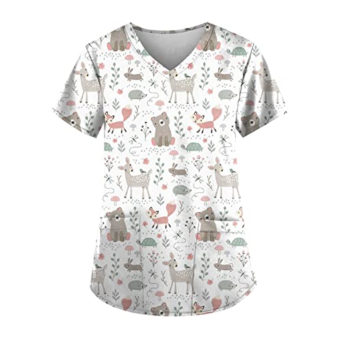 Generisch Kasack Damen,Kasacks Damen Pflege mit Taschen, Kurzarm Kasack Motiv, Kasaks Altenpflege Unifarbenes Oberteil mit Motiv Berufskleidung Schlupfhemd Medizin Uniform,Schwarz,Blau,Schwarz