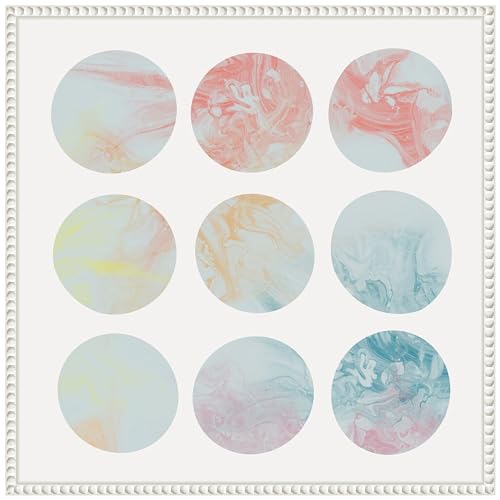 Amanti Art Framed Canvas Wall Art 22x22 Pastel Dipped Circles II by J:L Design, Framed Wall Art Canvas, Abstract Artwork, Traditional Decor, Medium Poster Painting for Living Room, Bedroom, Bathroom,