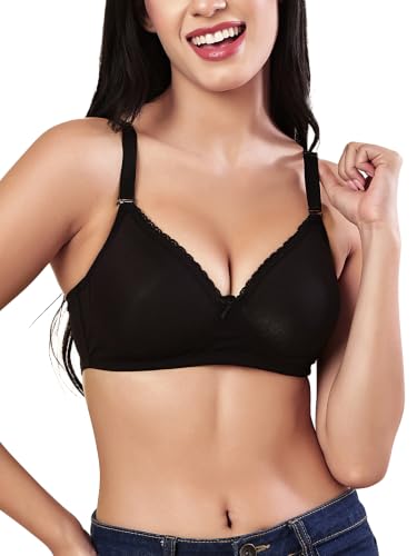 Image of Women's Seamless Padded Non Wired Cotton Stretch Everyday Bra| Detachable Straps | Transparent Straps Included