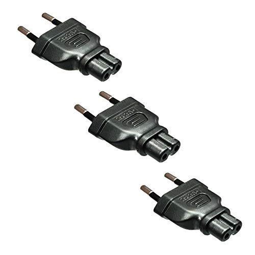 Dreierpack: Netzadapter Stromadapter Flachstecker auf Euro-8 | ideal für Kamera-Ladegeräte & in der Fototasche