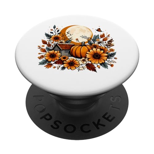 Fiori autunnali freschi zucca luna Cottagecore Halloween PopSockets PopGrip Intercambiabile