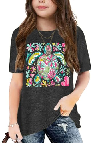 Image of Graphic Tees for Girls Kids Summer Tops Crewneck Short Sleeve T Shirt 5-14 Years