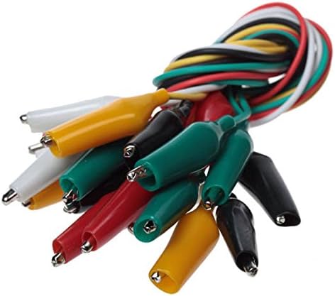 Alligator Clip Lead Set 5 Pack 2' FT Long 2 1/2 Inch Color Coded 20 AWG Test Leads Alligator Clip Test Leads 2' FT Length, Heavy Duty Design, 5 Pack