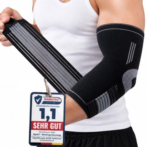 SQAUT Ellenbogenbandage 2er set für Sport, Tennisarm & Golferarm Ellenbogen Bandage | Ellbogen Stütze mit Verstellbare Kompressionsband Armbandage Elbow Brace Support Herren und Damen