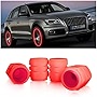 4PCS Fluorescent Car Tire Valve Stem Caps, Luminous Glow in The Dark Auto Tire Valve Cover, Illuminated Corrosion Resistant, Car Decor Accessories Universal for SUV, Trucks, Cars (Red1)