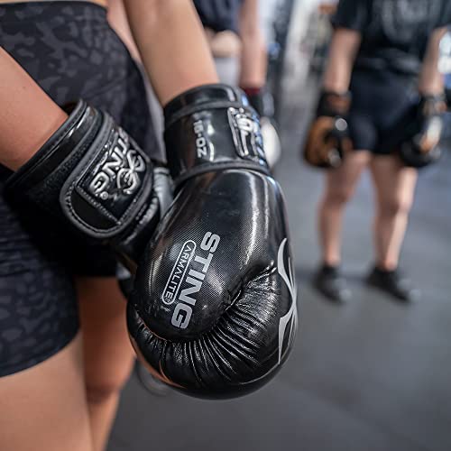 Image of STING Boxing - Armalite Boxing Gloves | for Competition & Training (16OZ, Black /Silver)
