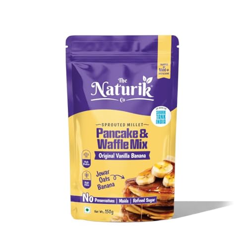 Image of The Naturik Co. Millet Vanilla Pancake & Waffle Mix 150g | No Maida | No Sugar | Made with Jaggery | Millets Powered | Ready in 2 Minutes | No Preservatives | High Protein & Fiber | As Seen On Shark Tank |