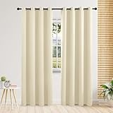 Fil coupé et infroissable, chaque panneau de rideau dispose de 8 œillets argentés sur le dessus, les œillets de 4,1 cm de diamètre intérieur s'adaptent à presque toutes les tringles standard ou décoratives. Conseils : une couche sombre est à l'intérieur pour mieux bloquer la lumière, de sorte que la couleur semble blanc grisâtre plutôt que blanc pur, et évite la saleté