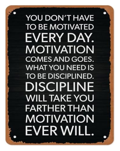 Motivation Vs Discipline Metal Sign Gym Motivation Wall Art Fitness Inspirational Quote Workout Mindset Decor Office Home 8 X 12 in