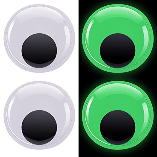 4 Pcs Luminous Giant Wiggle Eyes Halloween Self Adhesive Large Eyes Glow in The Dark Big DIY Craft Eyes for Halloween Decoration Stickers (5.9 inch/ 15 cm)