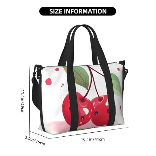 Travel Duffel Bag for Men Gym Bag, Cute Cherry Luggage Bag with Shoulder Strap, Large Gym Tote Bag for Women, Weekender Overnight Bag, Foldable Carry on Bag for Airplane3