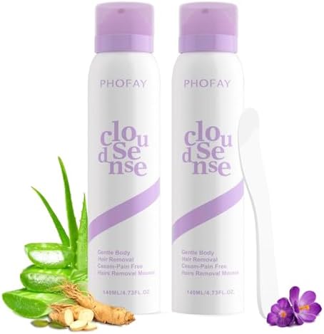 PHOFAY Hair Removal Cream for Women & Men,Smooth Hair Removal Spray | Sensitive Skin Fast-Acting Aloe Hyaluronic Acid Cloudsense Hair Removal Spray Dermatologist-Recommended (2, Depilatory Cream)