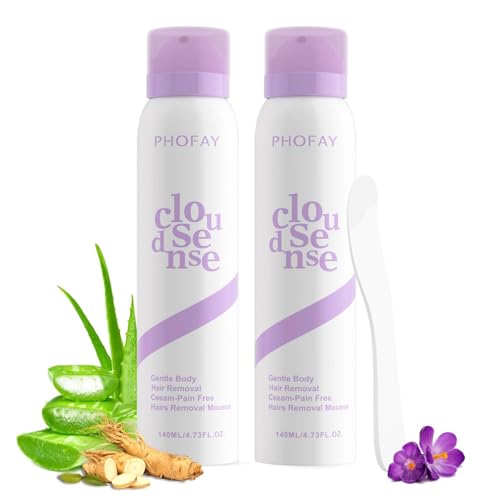 PHOFAY Hair Removal Cream for Women & Men Sensitive Skin Fast-Acting with Aloe & Hyaluronic Acid Smooth Hair Removal Spray Depilatory Dermatologist-Recommended (2 Spray Depilatory Cream)