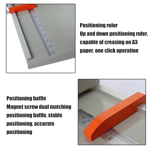 HQHAOTWU Manual Creaser 18In Desktop Creasing Machine Paper Card Creaser Manual Paper Folding Creaser with 2 Adjustable Block Positioning Rulers for Paper Cardstock Photos Indentation Depth 0.02\'\'